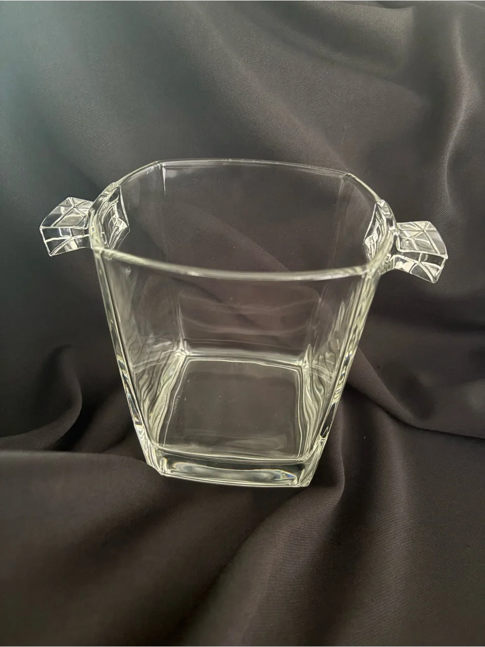 Vintage French Clear Glass Ice Bucket Cachepot Planter France Art Deco Style
